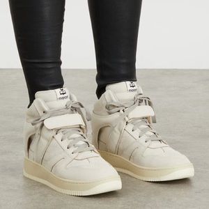 ISABEL MARANT Brooklee leather high top sneakers Chalk